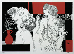 Szász Endre (1926-2003) The Seducer (red-black) - serigraph size: 32x40 cm