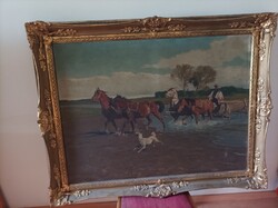 Juszkó Béla, festmény Lovaskocsi