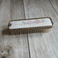 Meseszép régi rézkeretes ruhakefe (15,8x4,7x3,8 cm)