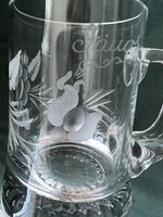 “János” - Beautiful Ajka Crystal Carved Mug in Perfect Condition