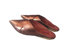 Csodaszép, teljesen új, sosem viselt arany színű, bőr, 38-as Missoni papucs, porzsákkal, dobozában