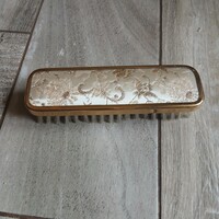 Régi virágdíszes rézkeretes ruhakefe I. (15,7x4,7x3,5 cm)