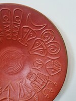 Tófej kerámia falitál, dísztál zodiákus mintázattal- 29 cm