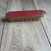 Elegáns régi bőrbetétes ruhakefe (15,8x3,8x3,3 cm)