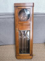 Gyönyörű Antik Falióra szerény 1,23 súlyos  , Fali vitrin eredeti Szecessziós Csiszolt üvegek ólom