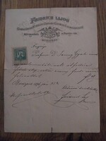 Régi fejléces papír, 1896-ból, címerfestő (czimerfestő) levele, papírrégiség, antik