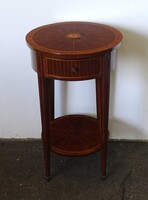 1X040 Antik intarzisás empír stílusú köralakú kisasztal, lerakóasztal