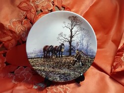 Wedgwood,  angol dísztányér,  Január a farmon, Michael  Herring  festése alapján