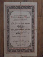 Régi oklevél, szobafestő tanonc vizsgamunka oklevele 1924, papírrégiség, régi dokumentum