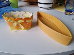 Kerámia kínáló 27x10x4,5cm és kis ovális kaspó 13x8x7cm, hibátlan állapotban