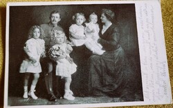 1917 IV. KÁROLY KORONÁS MAGYAR KIRÁLY + ZITA KIRÁLYNÉ + GYEREKEK KORABELI EREDETI FOTÓLAP KÉP