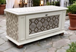 Vintage, Nagy méretű mesebeli láda, pad felül és elől is nyitható