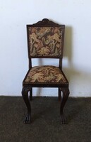 1X062 Antik kárpitozott, oroszlánlábas, neobarokk támlás szék