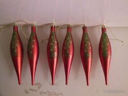 KARÁCSONYFADÍSZ - 6 db  -15 x 3 cm - 3 D CSILLÁMMAL FESTETT - PLASZTIK - NÉMET - HIBÁTLAN