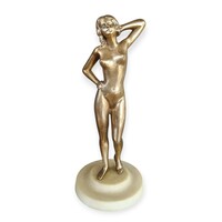 Art deco Vígh Zoltán (?) Női akt szobor 30cm