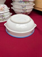 26 cm 2 fülű virágos   füles porcelán  tál pogácsástál pogácsás levesestál hagyaték