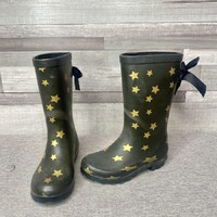 Fekete arany csillagos, masnis lány gumicsizma 28