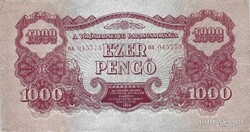 1000 pengő 1944 VH. Restaurált 1. "OA" Ritka sorozatszám