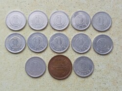 Japán 13 db Különböző Érme 1 és 10 Yen Jen