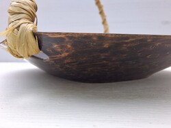 Art deco vintage ritka iparművészeti kézműves réz kosár, monogrammal