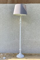 Vintage fa fehér állólámpa shabby chic kék IKEA lámpaernyővel