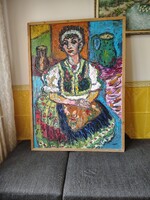 Bartos Endre (1930-2006) - nő népviseletben - nagyméretű kép