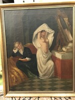 Ismeretlen festő ,olvashatatlan jelzés : Budoárban  olaj,vászon