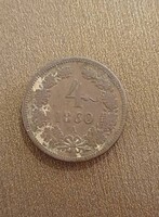 Ritkább évszámmal Érme !  1860 / Ferencz József [ 4 Krajczár A ] Képek szerinti állapotban. 