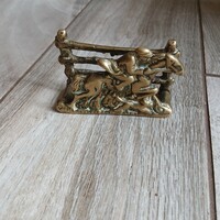 Antik réz lovas vadászos levéltartó (8,7x5,6x2,6 cm)