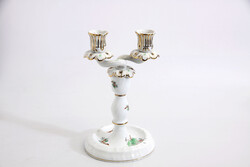 Herendi Hecsedli Mintás Kétágú Gyertyatartó | Csipkebogyó