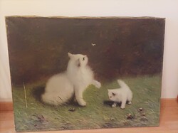 Boleradszky Benő festménye,játszadozó cicák