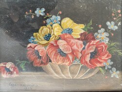Csáky-Maronyák József: Virágcsendélet - olaj, karton