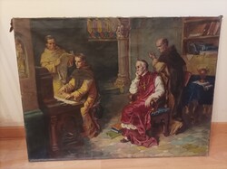Heller Andor festmény,zenélő papok