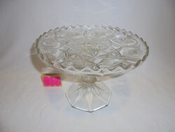 Régi üveg talpas tortatál