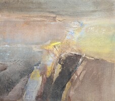 Hajdú László: Ezüstös táj (olajfestmény, 80x70 cm) modern absztrakt kompozíció, kortárs - Képcsarnok