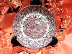 Angol jelenetes porcelán  csészealj  pótlásra,  pink