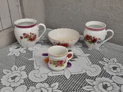 1,-Ft Gyönyörű rózsamintás vélhetően Zsolnay tejfölös csupor,bögre,komatál egyben