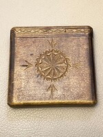 Carved Antique Wooden Box with Secret Lock, 9.5 x 9.5 x 1.5 cm