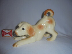 Régi porcelán kutya figura, nipp