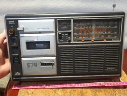 Retro philips rádiósmagnó 22AR574/19 boombox 1978-ból újszerű működő állapotban hi-fi