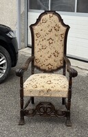 134 cm patinás jóformájú neobarokk trón szék karosszék íróasztal szék