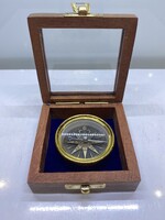 Fa dobozos réz iránytű, új