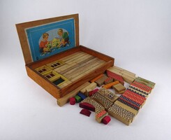 1X351 Régi gyerekjáték fa építőkocka szett dobozában