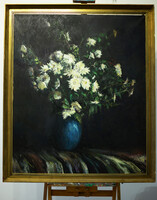 Ördögh László - Virág csendélet fehér dália csokorral 100x120 cm