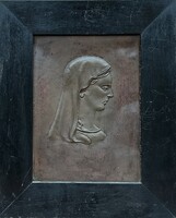 Szűz mária és Jézus bronz dombormű képek párban