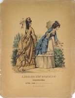 1X239 Antik színezett magyar divatlap litográfia - A "Családi kör" divatképei