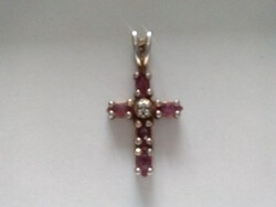 Csodaszép Rubin köves aranyozott ezüst kereszt medál Áron alul eladó!
