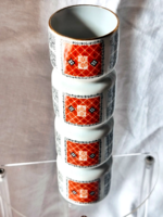 Wallendorf elegáns, geometriai mintás, modern, vitrin állapotú  porcelán vázaa hatvanas évekből