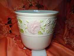 Nagyméretű  virágmintás porcelán kaspó