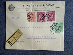 ZA 632.26 – Levélboríték, 1918, F. Wertheim & Comp., Bécs; Szombathely, Polgármesteri Hivatal